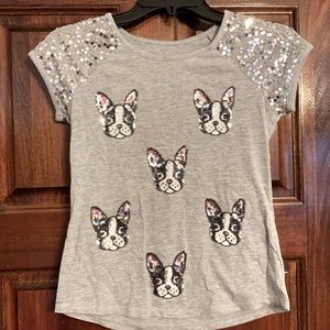 Girls Justice t-shirt w/ sequin Boston terriers